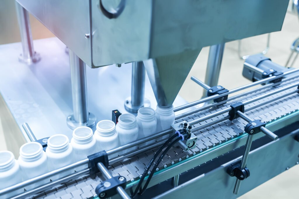 Conveyors at the manufacturing pharmacy factory