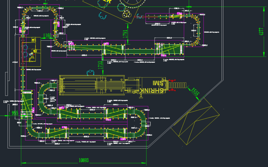PET bottle filling conveyor system Project Drawing