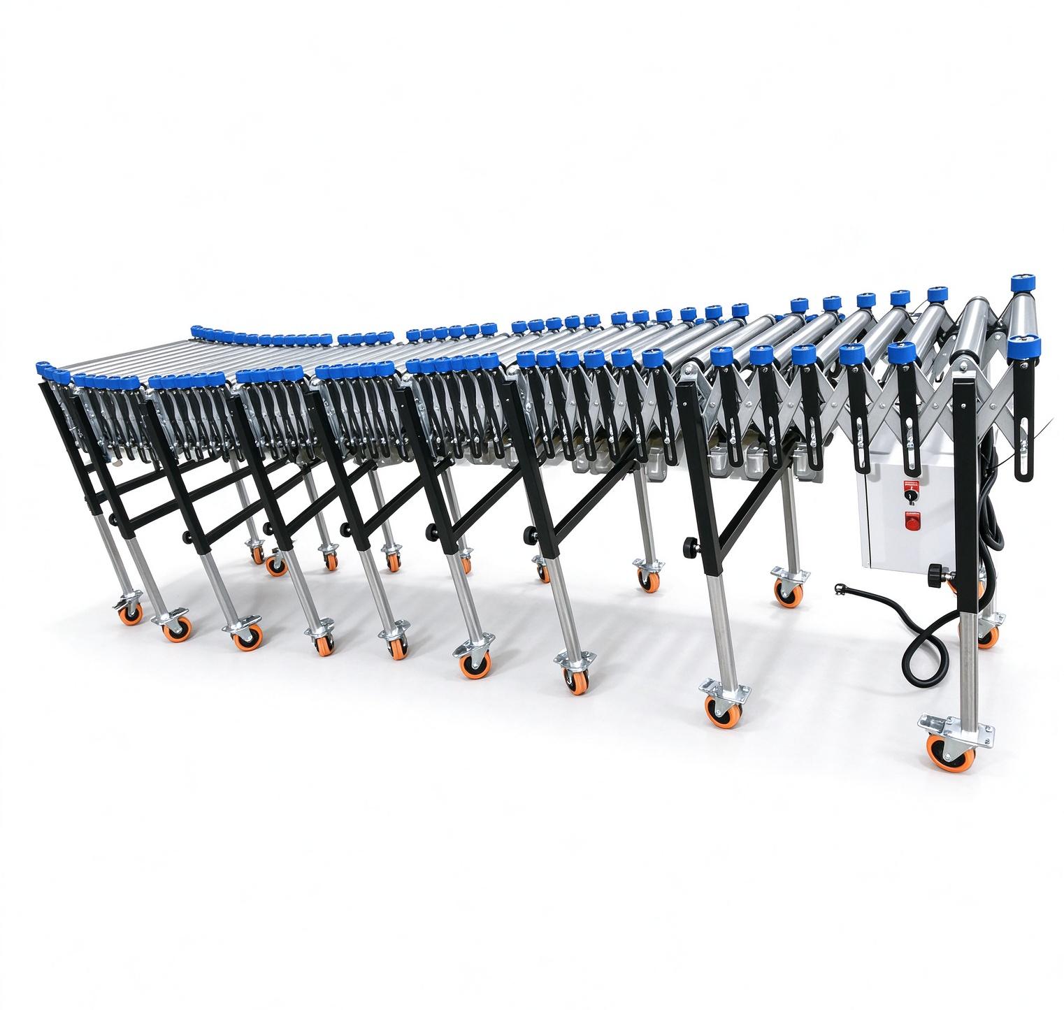 Motorized Telescopic Roller Conveyor with Side Guide Guardrails for Truck & Container Loading Unloading - Image 2