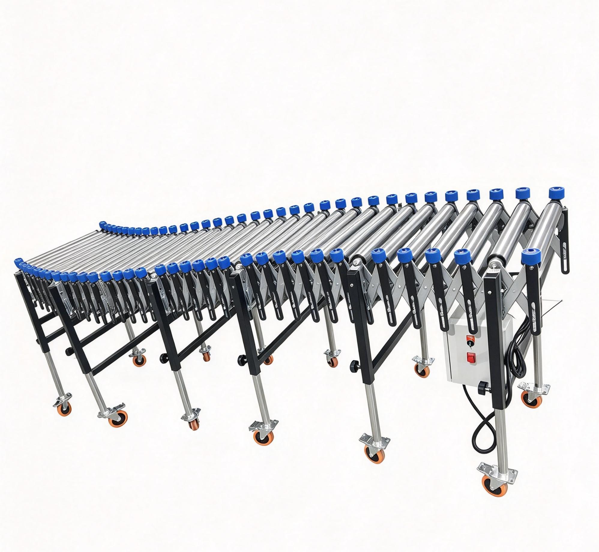Motorized Telescopic Roller Conveyor with Side Guide Guardrails for Truck & Container Loading Unloading - Image 5