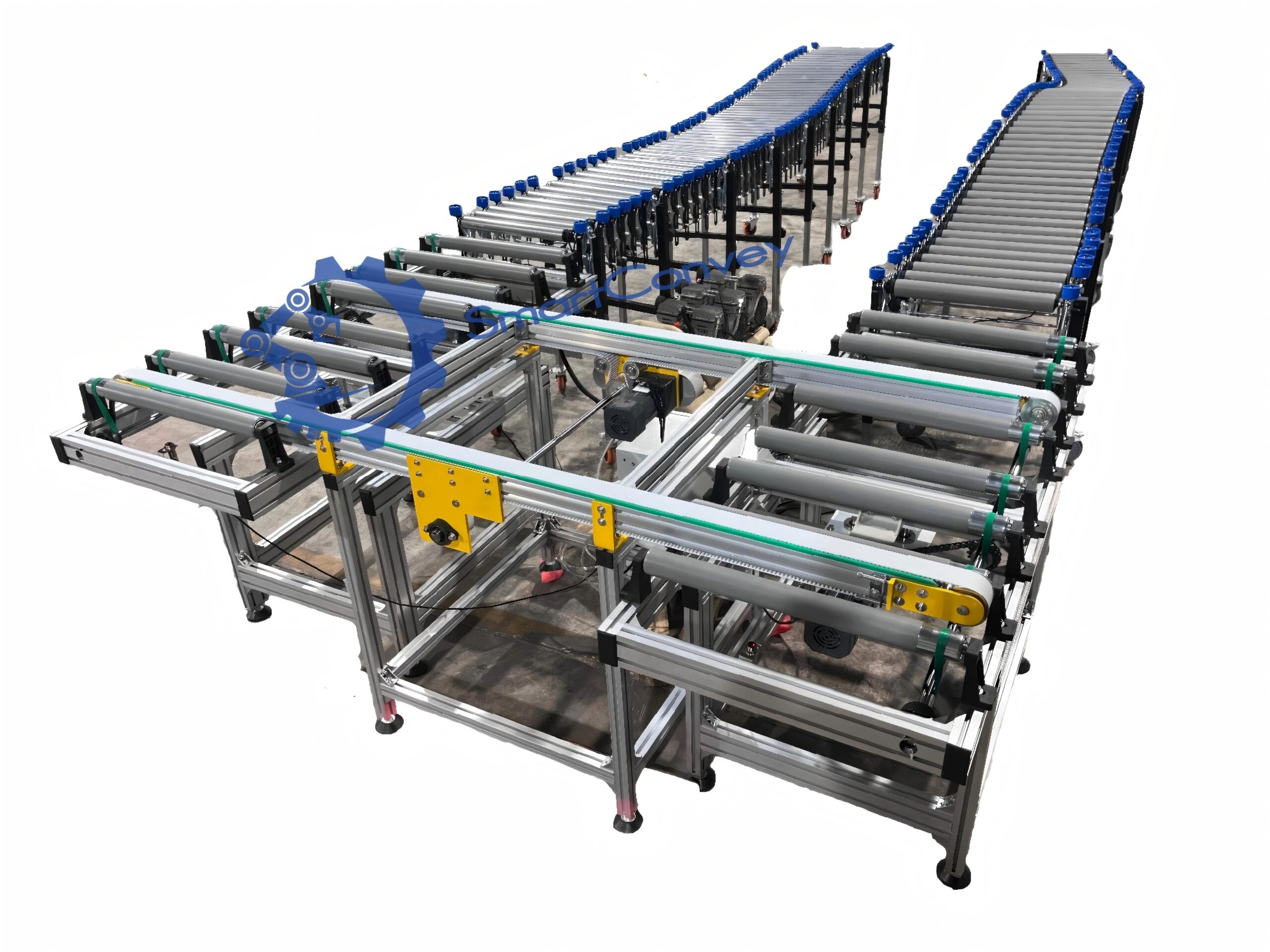 Flexible Roller Conveyor Integrated System for Long Trays and Cartons